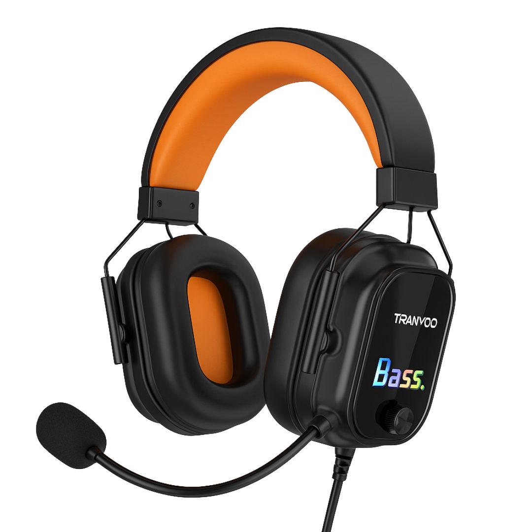 AUDÍFONOS GAMER TRANYOO T-H5 CON MICRÓFONO HD, GRAVES POTENTES, LUCES RGB Y CONEXIÓN 3.5 MM + USB - 1