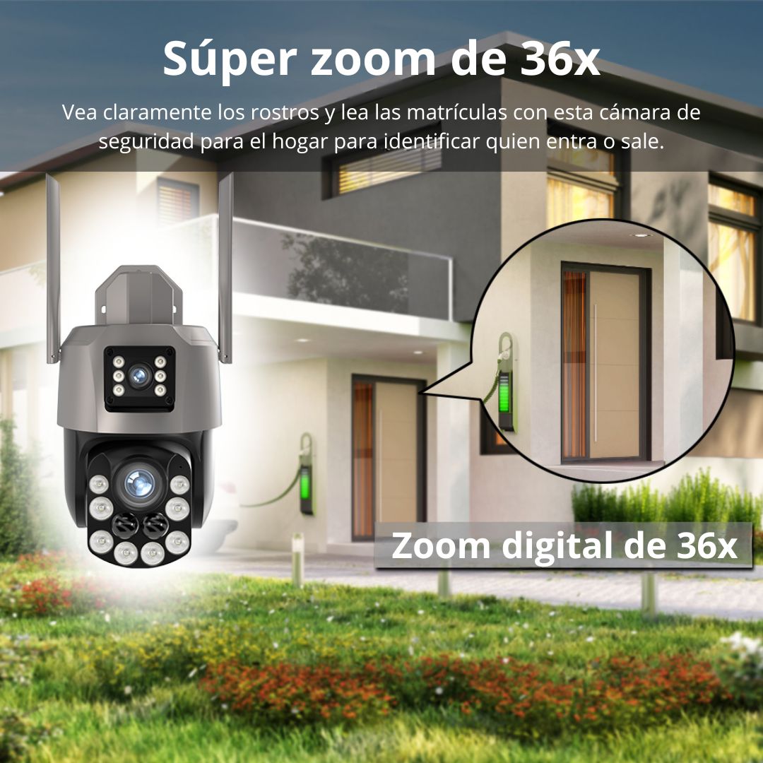 CÁMARA DE SEGURIDAD WIFI PTZ 360° UHD CON DOBLE LENTE ZOOM 36X IA VISIÓN NOCTURNA A COLOR Y SIRENA - 3