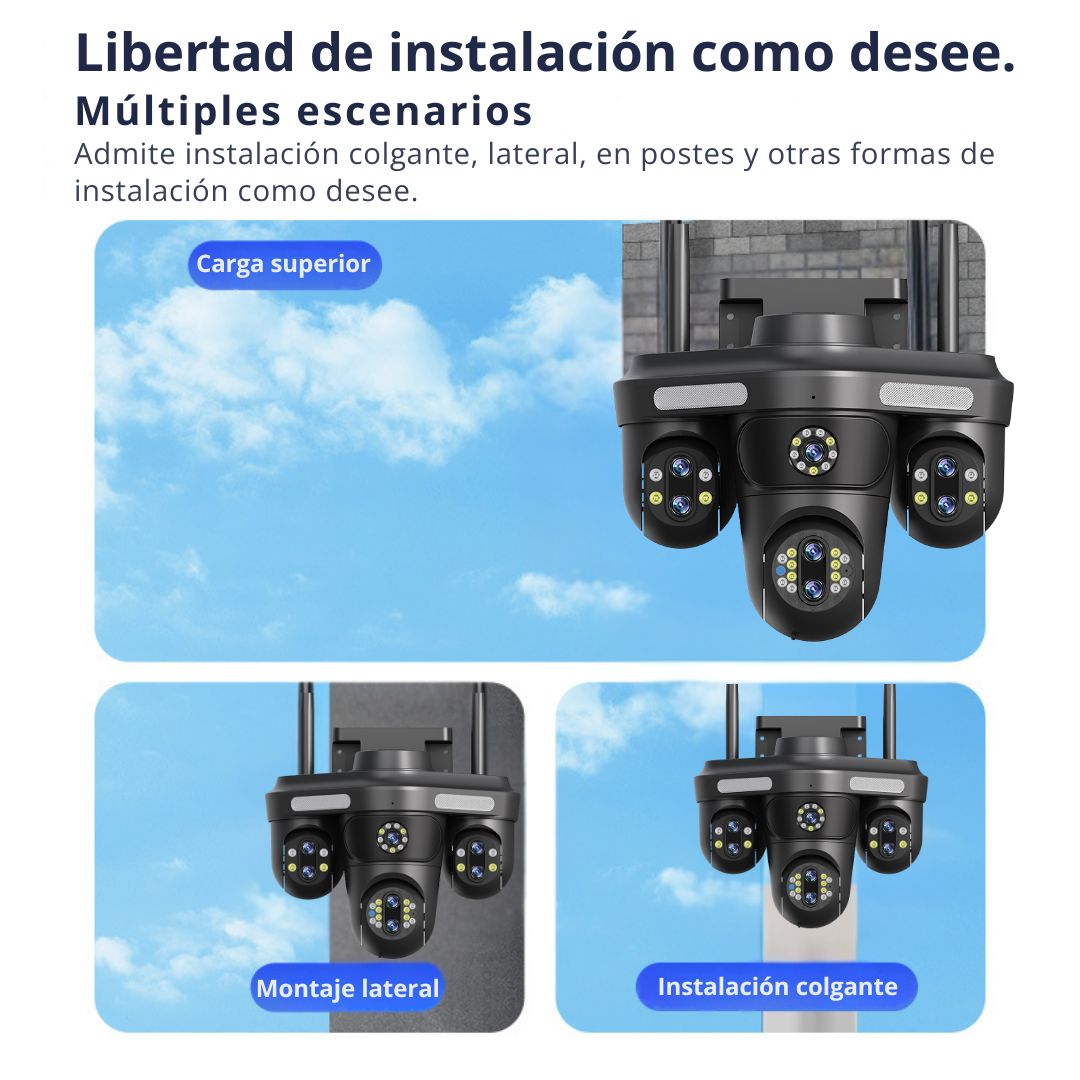 CÁMARA DE SEGURIDAD WIFI PTZ 360° TRIPLE LENTE UHD CON ZOOM 10X VISIÓN NOCTURNA AUDIO Y SIRENA - 6