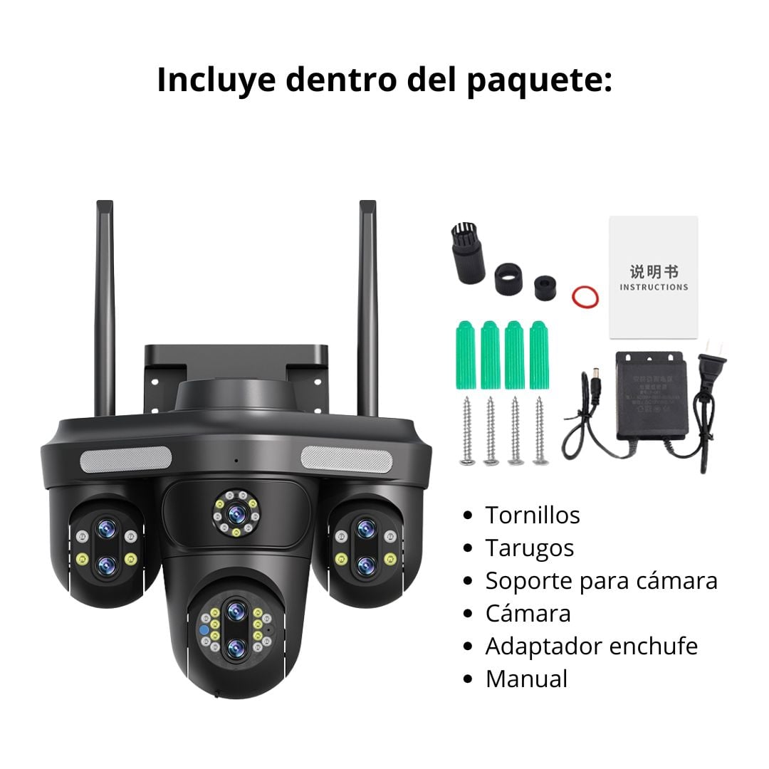 CÁMARA DE SEGURIDAD WIFI PTZ 360° TRIPLE LENTE UHD CON ZOOM 10X VISIÓN NOCTURNA AUDIO Y SIRENA - 8