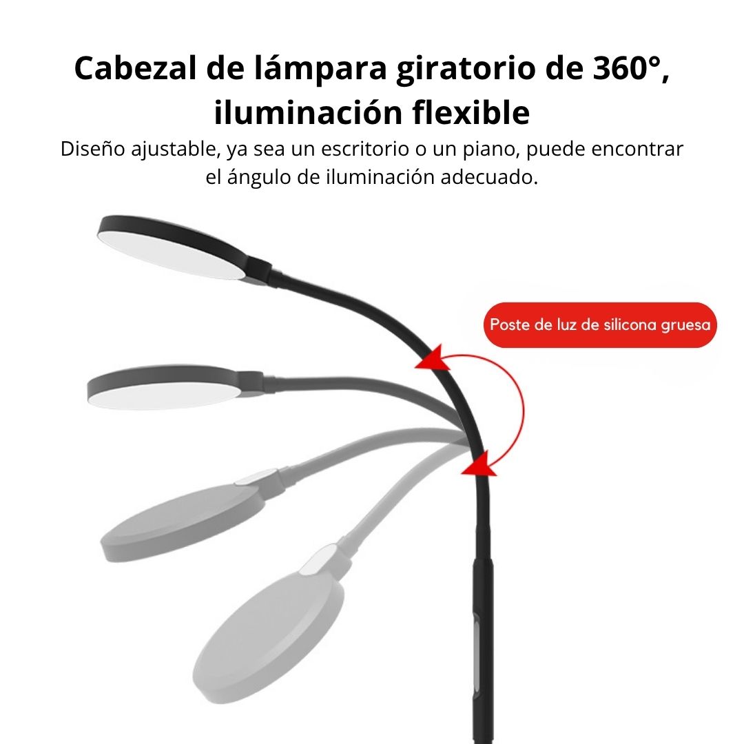 LÁMPARA DE PIE LED REGULABLE CON CONTROL REMOTO LUZ CÁLIDA Y FRÍA CUELLO FLEXIBLE Y DISEÑO MODERNO - 4
