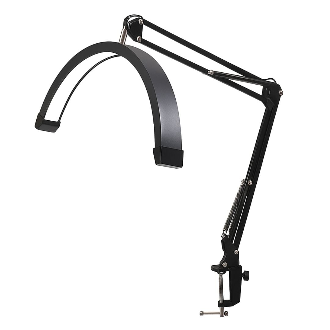 LÁMPARA LED PROFESIONAL MEDIA LUNA CON BRAZO ARTICULADO, 3 COLORES Y BRILLO AJUSTABLE PARA ESTÉTICA - 1