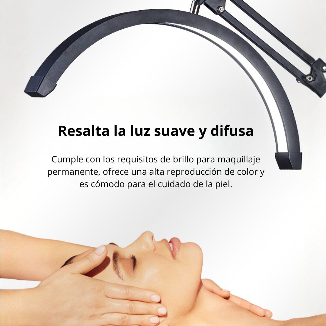 LÁMPARA LED PROFESIONAL MEDIA LUNA CON BRAZO ARTICULADO, 3 COLORES Y BRILLO AJUSTABLE PARA ESTÉTICA - 5