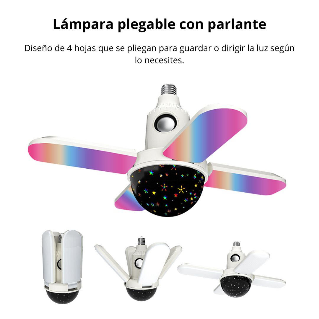 LÁMPARA MUSICAL RGB CON PARLANTE BLUETOOTH Y PROYECTOR ESTELAR 360° PARA HOGAR Y FIESTA - 6