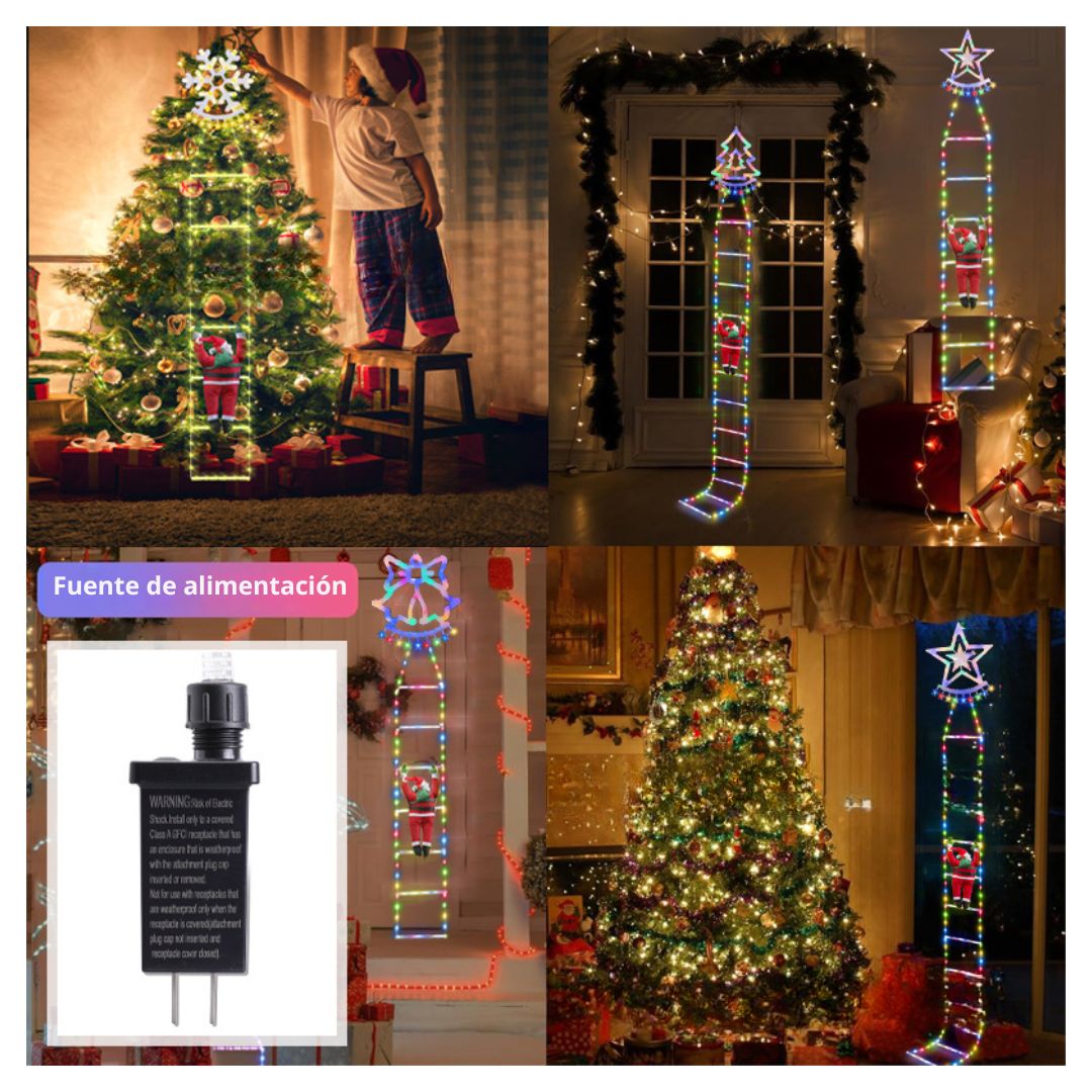 ESCALERA NAVIDEÑA LED RGB 2.1 M CON PAPÁ NOEL, CONTROL REMOTO, 8 MODOS DE LUZ Y TEMPORIZADOR - 3