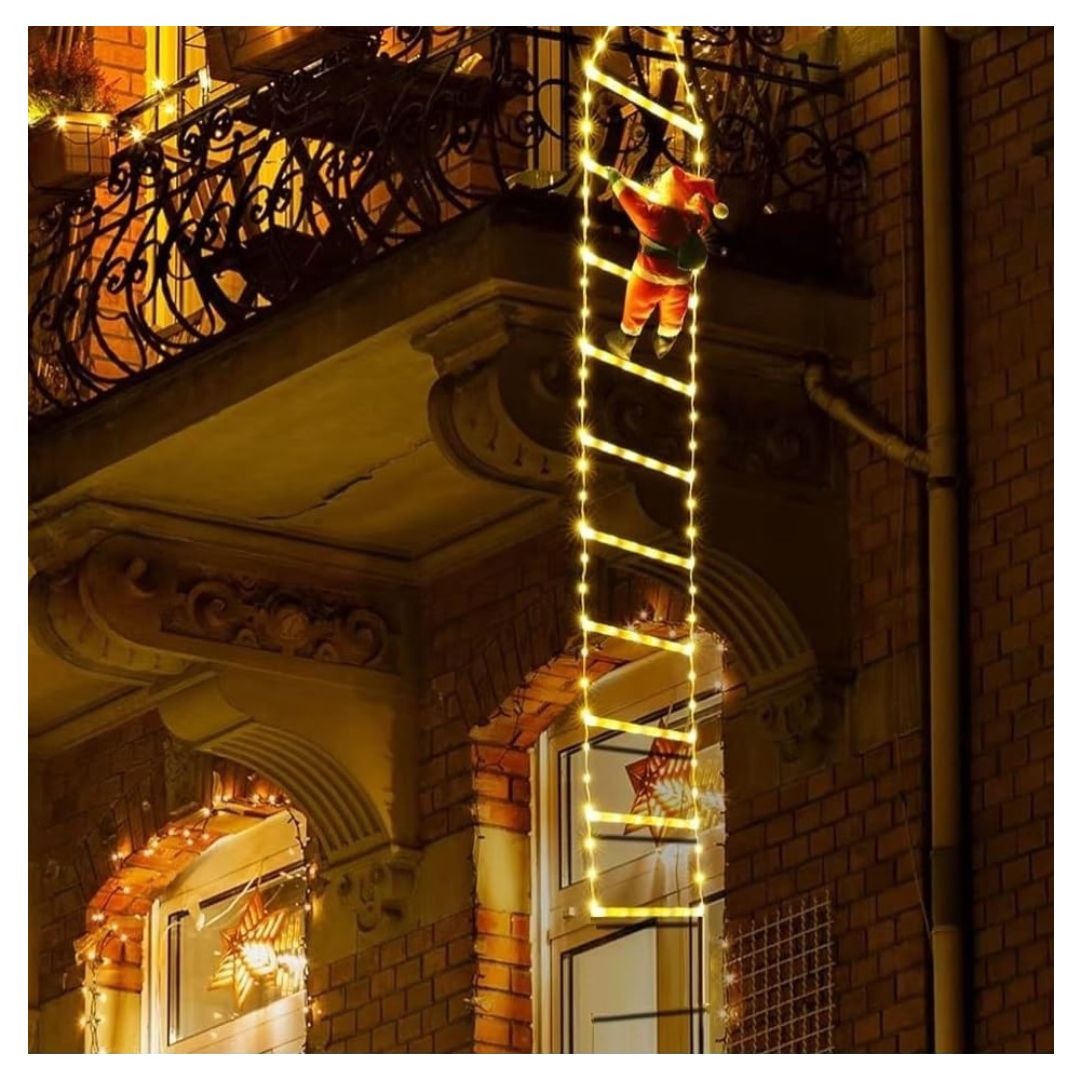 ESCALERA NAVIDEÑA LED RGB 2.1 M CON PAPÁ NOEL, CONTROL REMOTO, 8 MODOS DE LUZ Y TEMPORIZADOR - 4