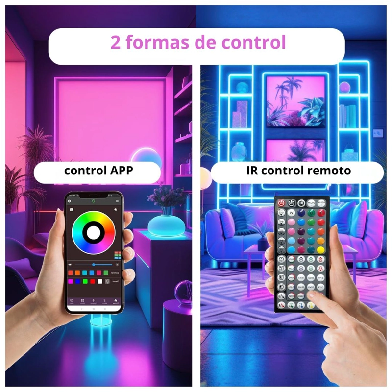TIRA LED RGB BLUETOOTH 10 M CON APP, CONTROL REMOTO, MODO MÚSICA Y BRILLO REGULABLE - 3