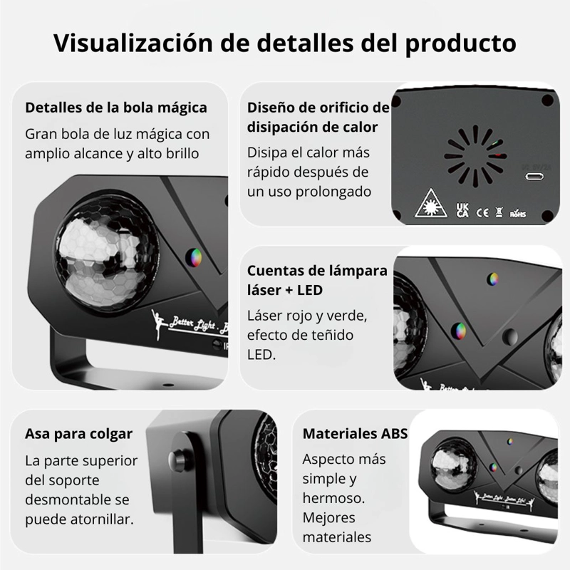 PROYECTOR DE LUZ 5 EN 1 SEISA EMS-38 LÁSER RGB, CONTROL REMOTO Y MODO MÚSICA PARA FIESTAS Y EVENTOS - 5