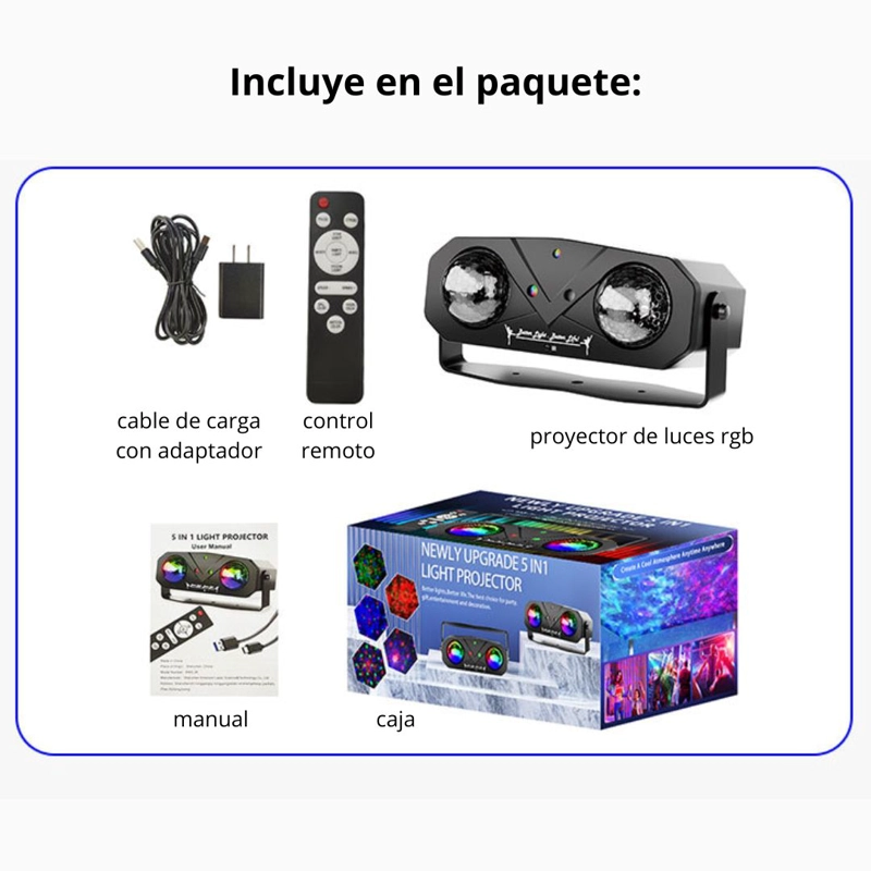 PROYECTOR DE LUZ 5 EN 1 SEISA EMS-38 LÁSER RGB, CONTROL REMOTO Y MODO MÚSICA PARA FIESTAS Y EVENTOS - 6
