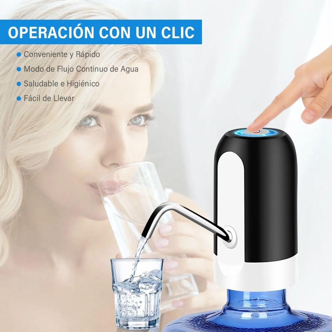 DISPENSADOR DE AGUA ELÉCTRICO AUTOMÁTICO RECARGABLE Y TUBO ACERO INOXIDABLE PARA BIDONES 5 A 20 L - 7