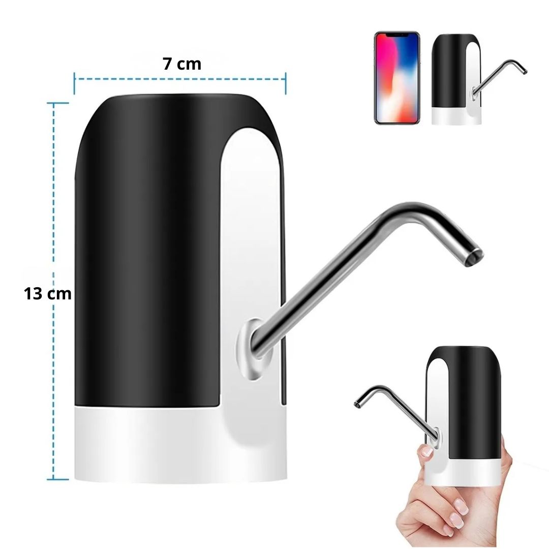 DISPENSADOR DE AGUA ELÉCTRICO AUTOMÁTICO RECARGABLE Y TUBO ACERO INOXIDABLE PARA BIDONES 5 A 20 L - 8