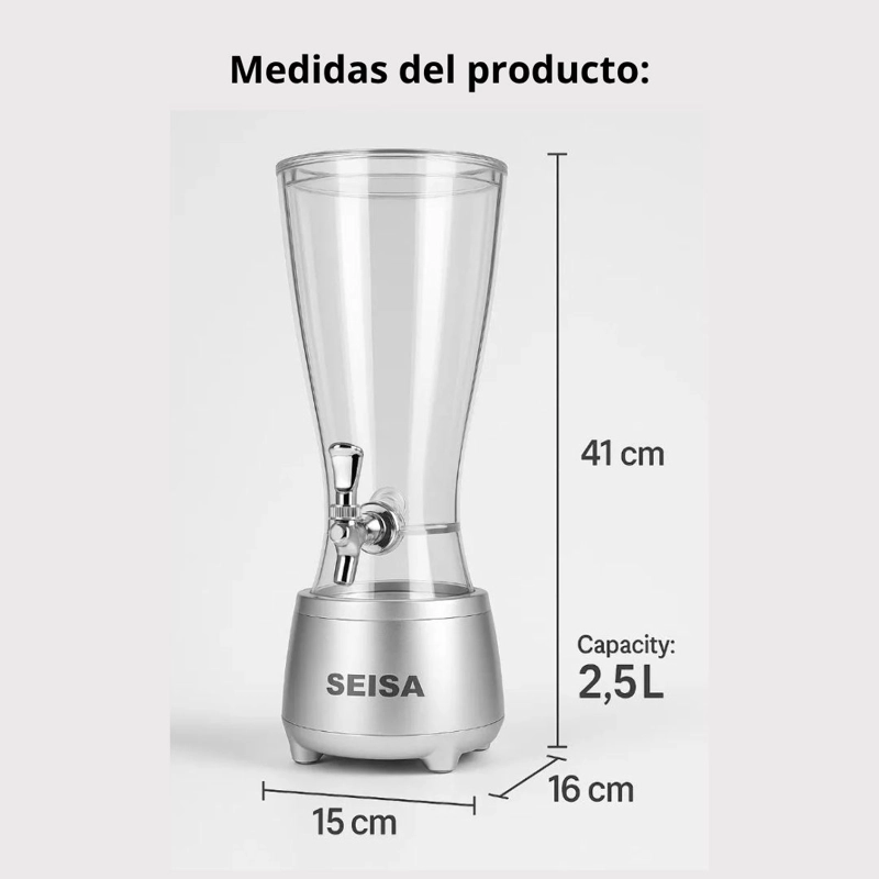 PARLANTE BLUETOOTH LED SEISA YX-S9866 RGB CON DISPENSADOR 2.5 L TIPO CAÑÓN DE CERVEZA PARA FIESTAS - 8