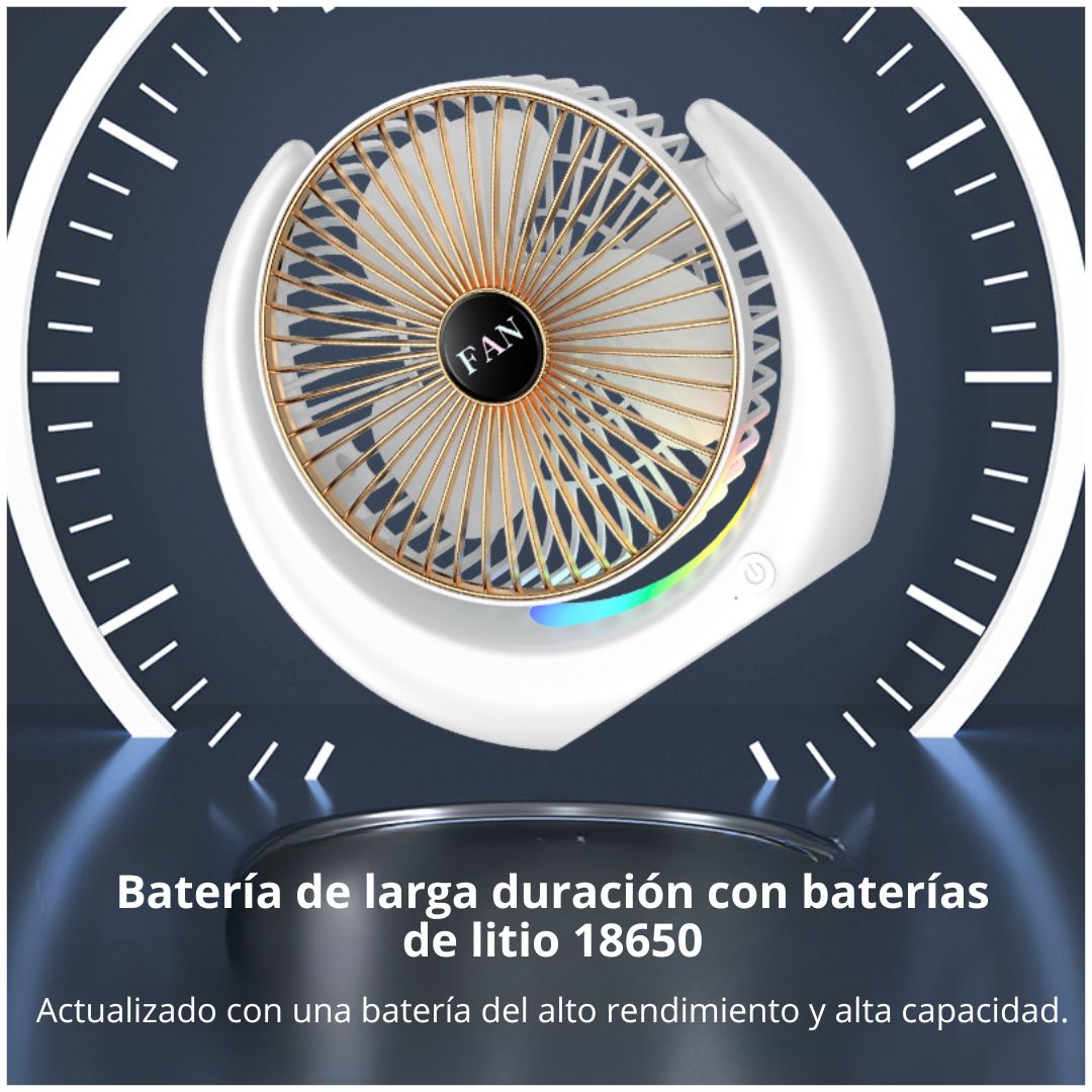 VENTILADOR DE ESCRITORIO RGB TIPO LUNA SILENCIOSO CON 3 VELOCIDADES AJUSTABLES Y LUZ AMBIENTAL - 7