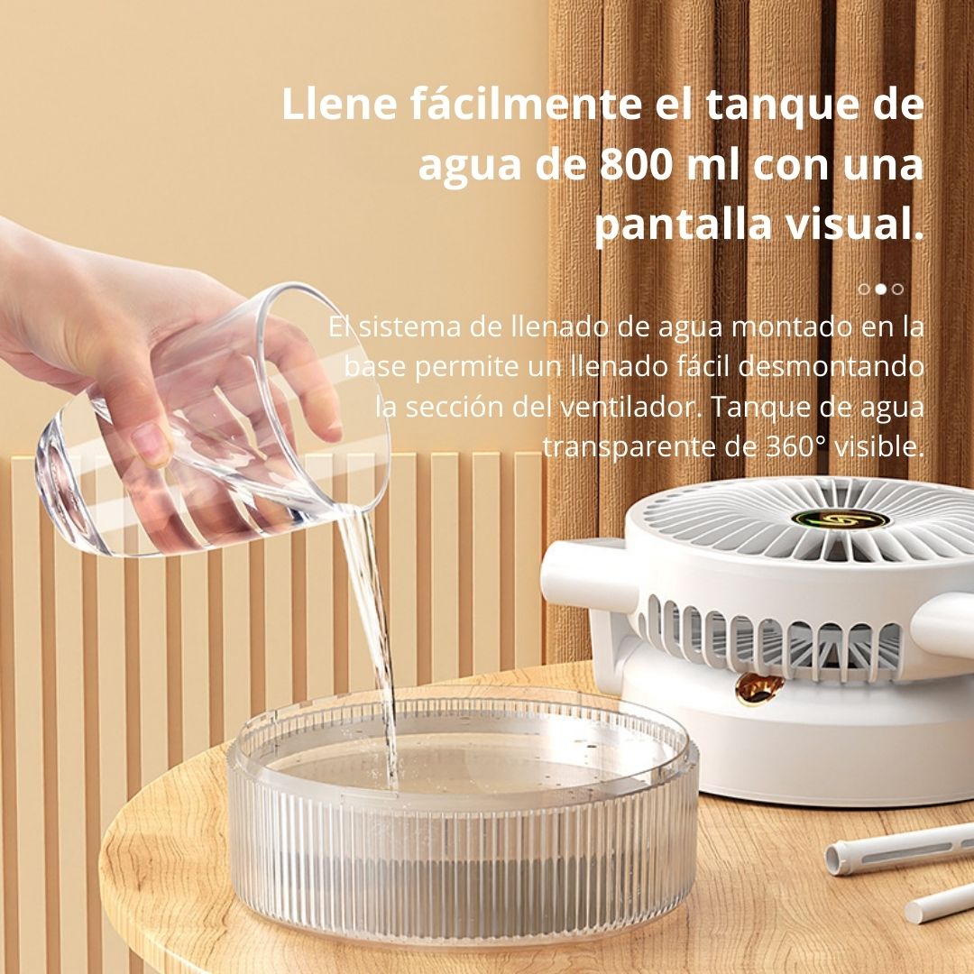 VENTILADOR DE ESCRITORIO CON HUMIDIFICADOR NANO Y LUZ AMBIENTAL, 3 VELOCIDADES Y CARGA TIPO C - 6