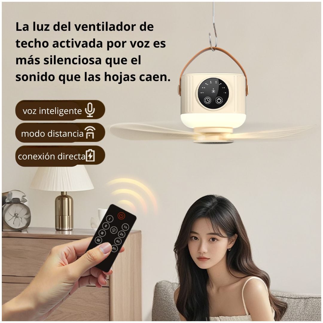VENTILADOR DE TECHO PORTÁTIL USB TIPO C CON LUZ NOCTURNA, CONTROL REMOTO Y 4 VELOCIDADES - 3