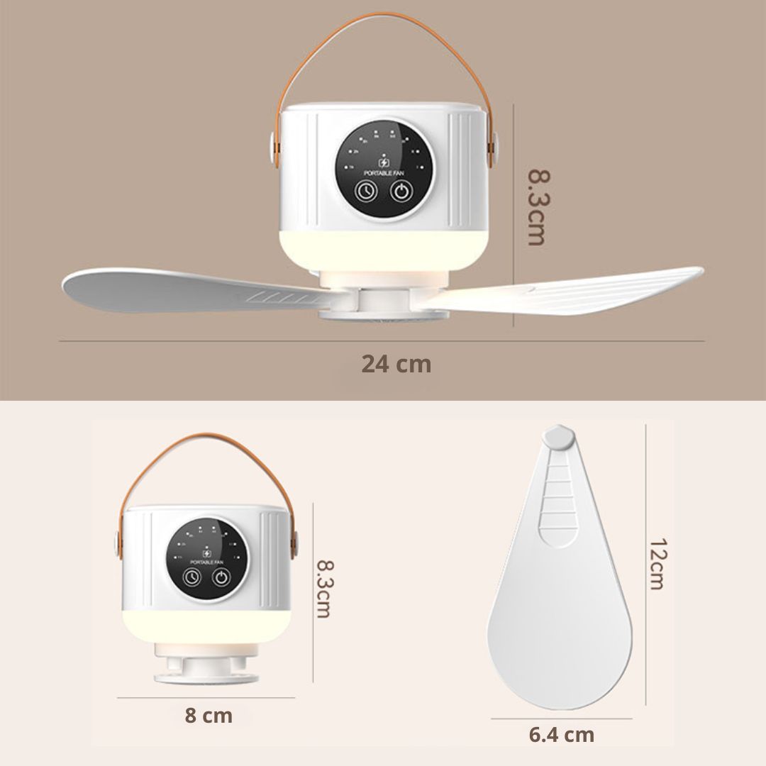 VENTILADOR DE TECHO PORTÁTIL USB TIPO C CON LUZ NOCTURNA, CONTROL REMOTO Y 4 VELOCIDADES - 7