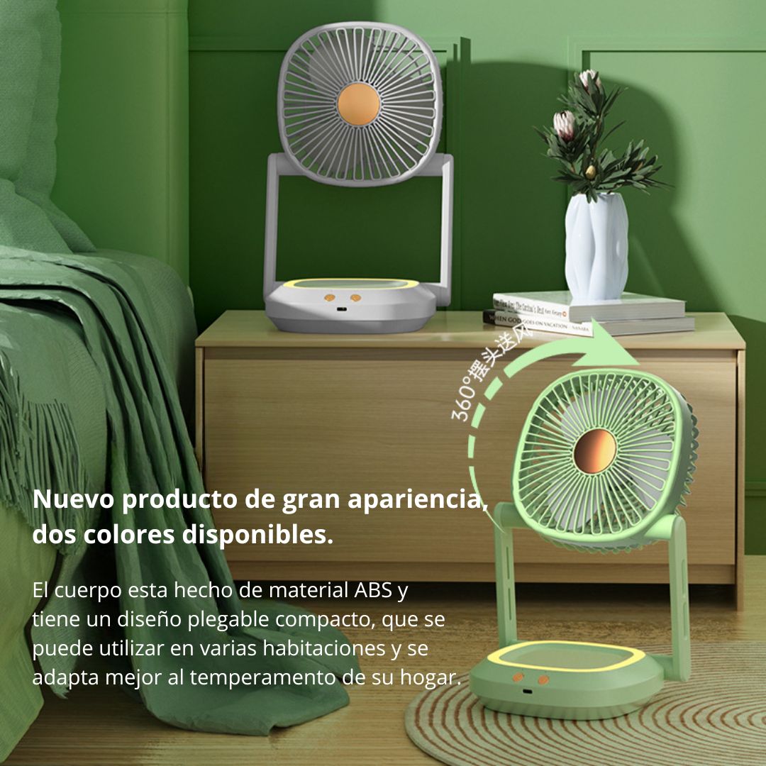 VENTILADOR PORTÁTIL DE ESCRITORIO RECARGABLE USB TIPO C CON LUZ LED Y 3 VELOCIDADES - 8