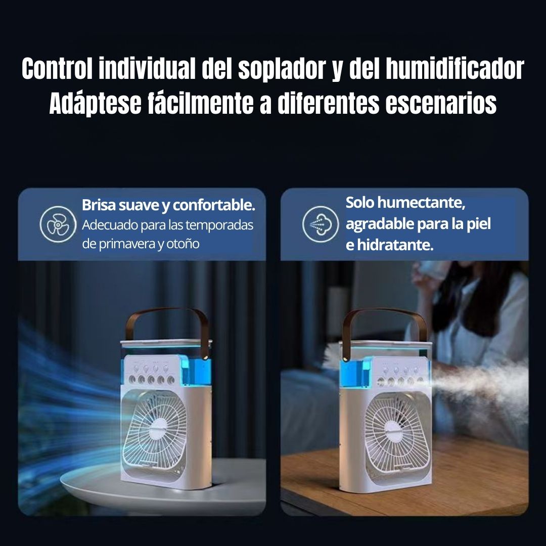 VENTILADOR ENFRIADOR DE AIRE PORTÁTIL USB CON HUMIDIFICADOR LUZ LED Y TEMPORIZADOR - 4