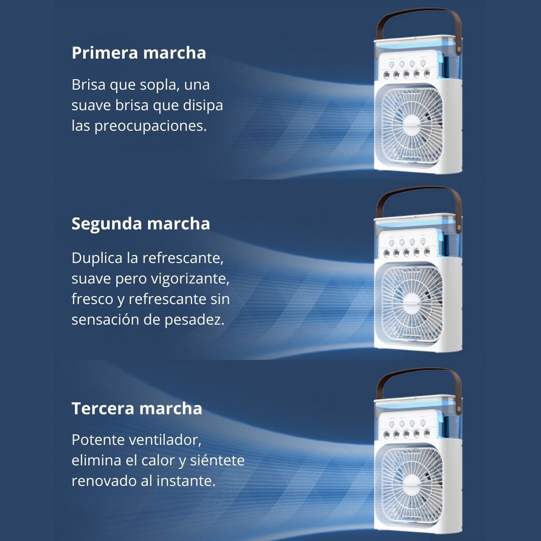 VENTILADOR ENFRIADOR DE AIRE PORTÁTIL USB CON HUMIDIFICADOR LUZ LED Y TEMPORIZADOR - 5