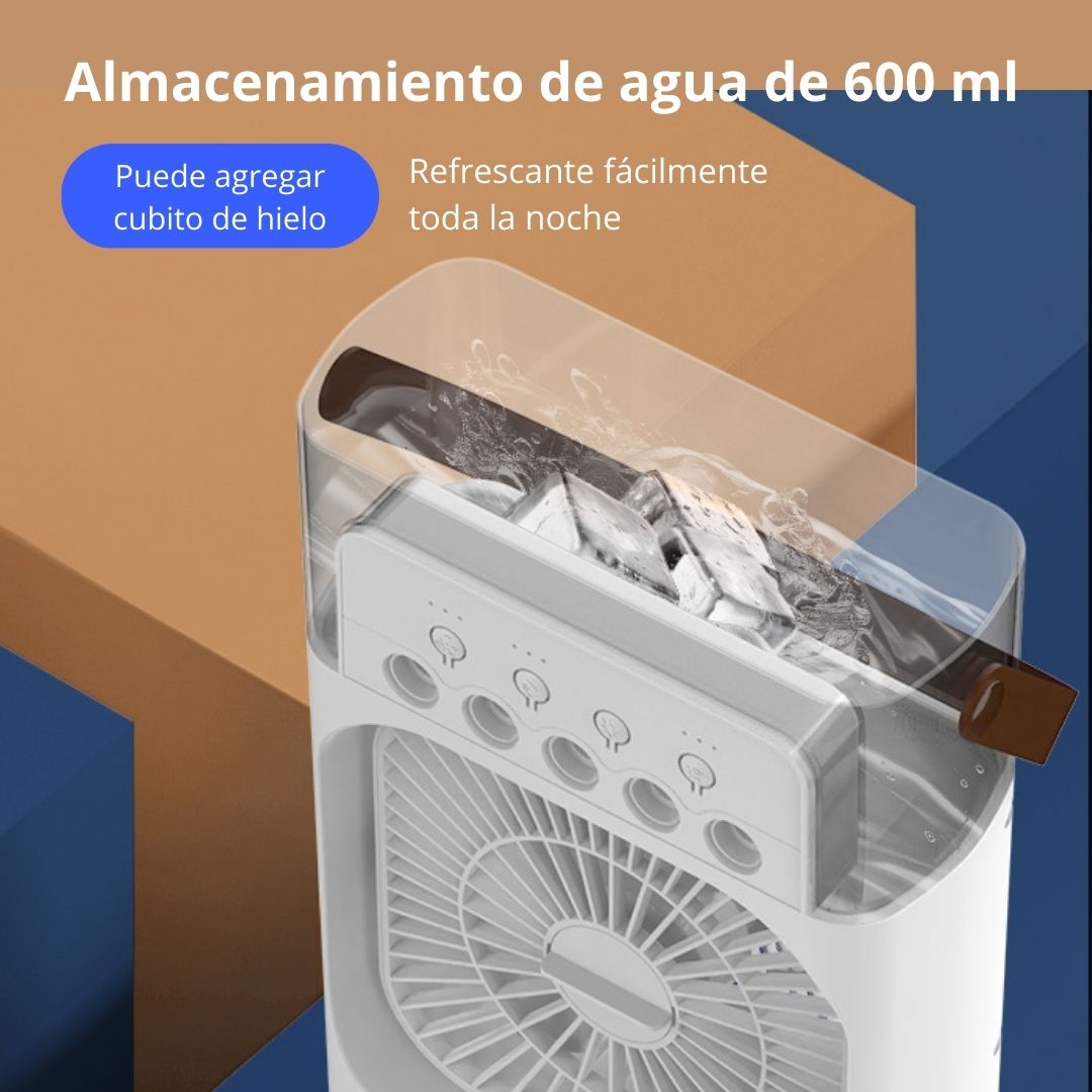 VENTILADOR ENFRIADOR DE AIRE PORTÁTIL USB CON HUMIDIFICADOR LUZ LED Y TEMPORIZADOR - 6