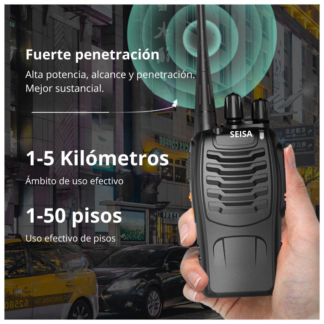 WALKIE TALKIE SEISA UHF 5W 16 CANALES ALCANCE HASTA 5 KM, VOX, LINTERNA, FM Y CTCSS/DCS (2 UNIDADES) - 2