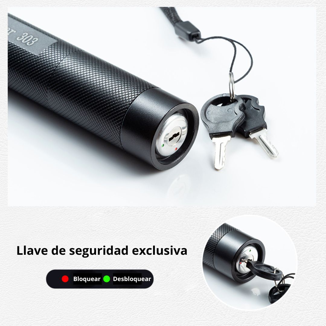 PUNTERO LÁSER VERDE PROFESIONAL 3000 M CON LLAVE DE SEGURIDAD Y BATERÍA RECARGABLE - 5