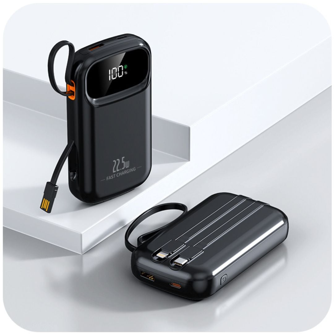 POWER BANK 20000 MAH CON CARGA RÁPIDA PD 22.5W, CABLES INTEGRADOS TIPO C Y LIGHTNING - 3