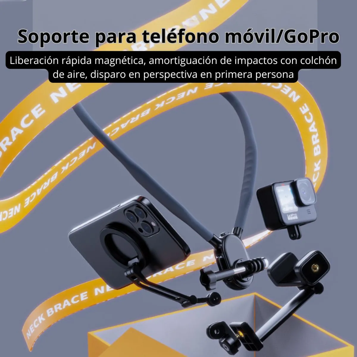 SOPORTE MAGNÉTICO DE CUELLO PARA CELULAR MANOS LIBRES CON ROTACIÓN 360° PARA GRABACIÓN VLOGS Y POV - 2