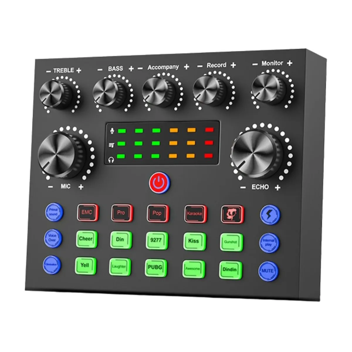 TARJETA DE SONIDO PARA STREAMING Y GRABACIÓN CON EFECTOS BLUETOOTH Y MICRÓFONO PARA CELULAR Y PC - 1