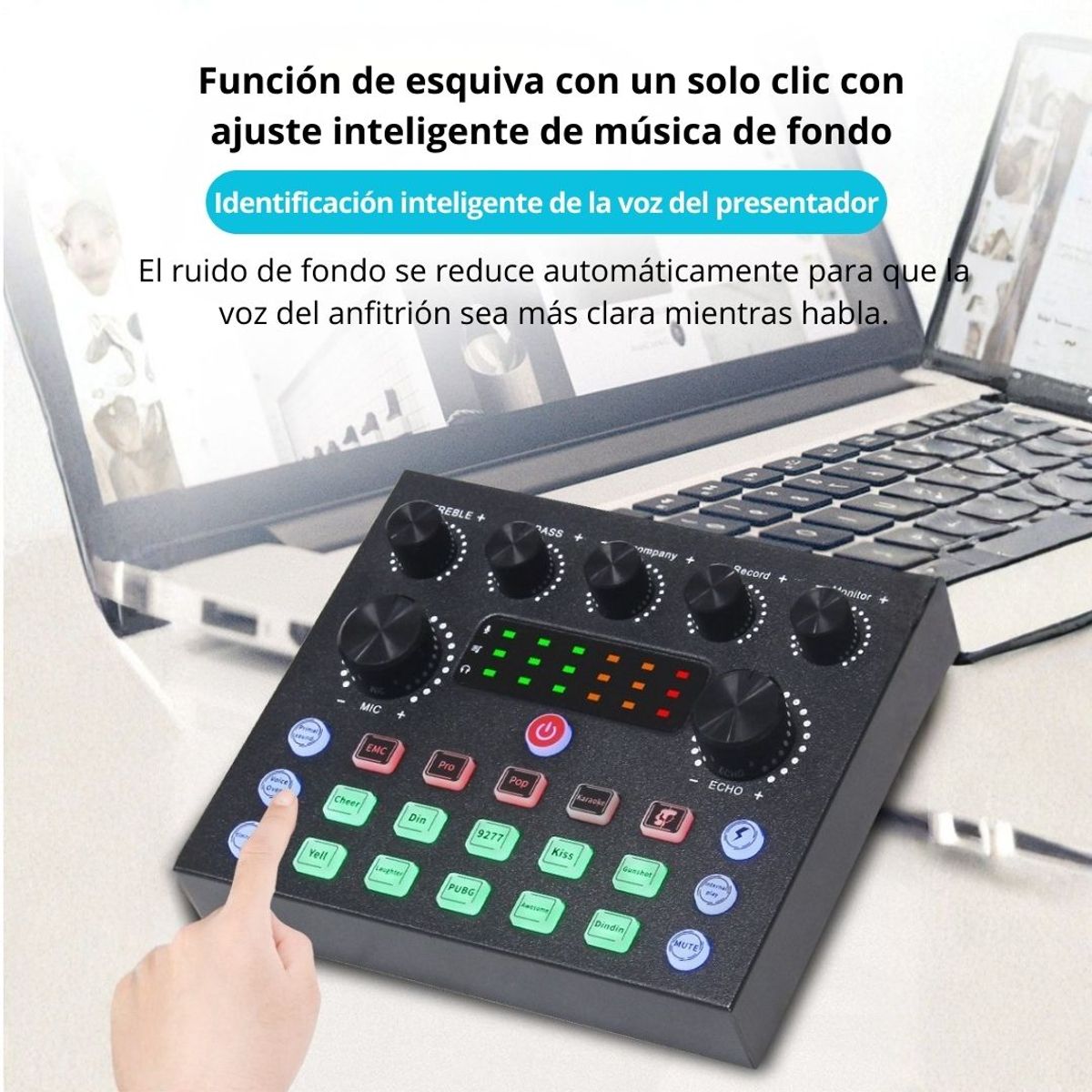 TARJETA DE SONIDO PARA STREAMING Y GRABACIÓN CON EFECTOS BLUETOOTH Y MICRÓFONO PARA CELULAR Y PC - 5