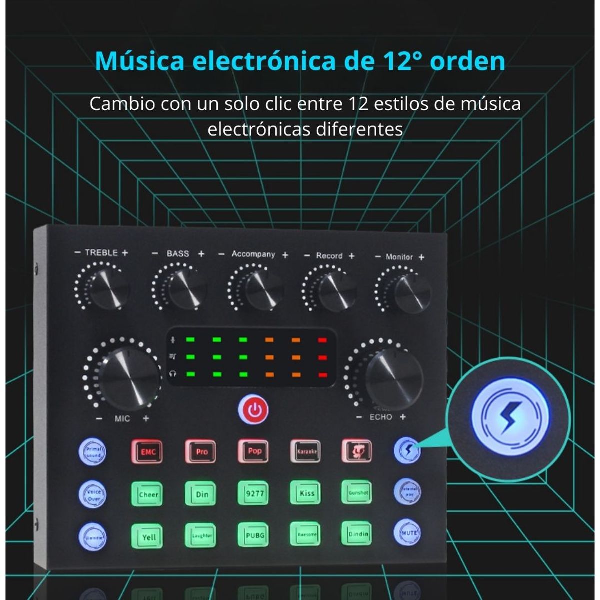 TARJETA DE SONIDO PARA STREAMING Y GRABACIÓN CON EFECTOS BLUETOOTH Y MICRÓFONO PARA CELULAR Y PC - 6