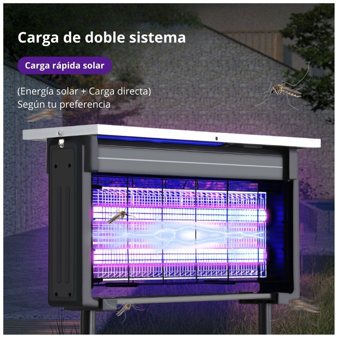 LÁMPARA MATA MOSQUITOS SOLAR PARA EXTERIORES CON LUZ UV CARGA DUAL Y PROTECCIÓN IP65 - 2