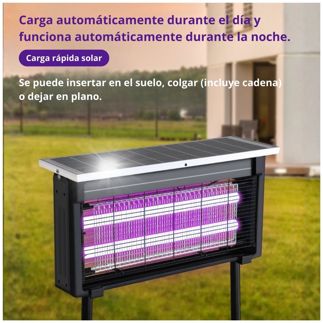 LÁMPARA MATA MOSQUITOS SOLAR PARA EXTERIORES CON LUZ UV CARGA DUAL Y PROTECCIÓN IP65 - 4
