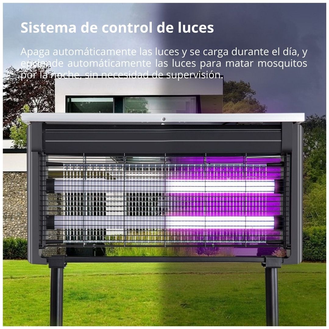 LÁMPARA MATA MOSQUITOS SOLAR PARA EXTERIORES CON LUZ UV CARGA DUAL Y PROTECCIÓN IP65 - 5