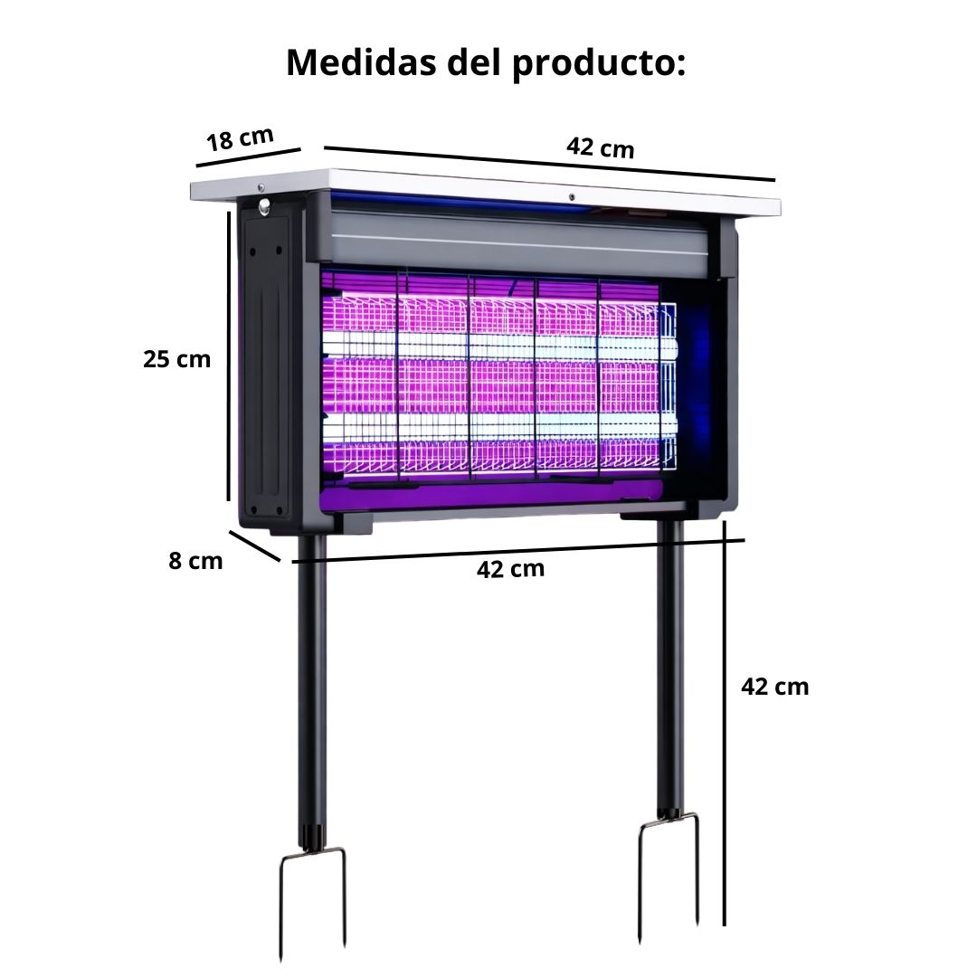 LÁMPARA MATA MOSQUITOS SOLAR PARA EXTERIORES CON LUZ UV CARGA DUAL Y PROTECCIÓN IP65 - 8
