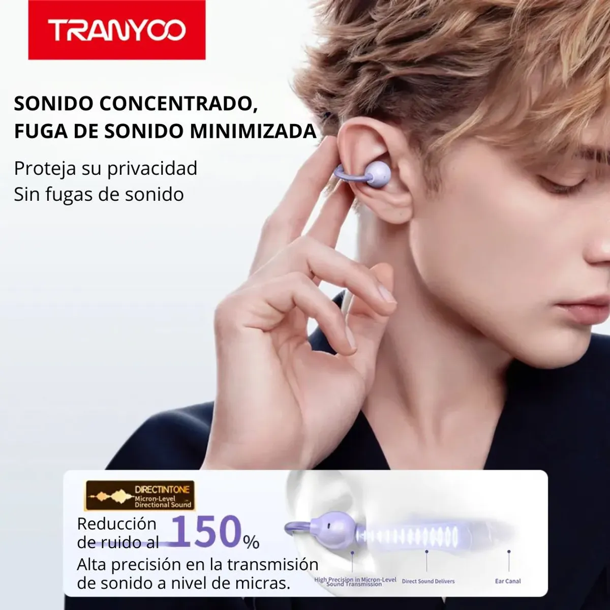 AUDÍFONOS BLUETOOTH OPEN EAR TIPO CLIP MANOS LIBRES CON ENC, SONIDO ESPACIAL Y BLUETOOTH 5.3 - 7