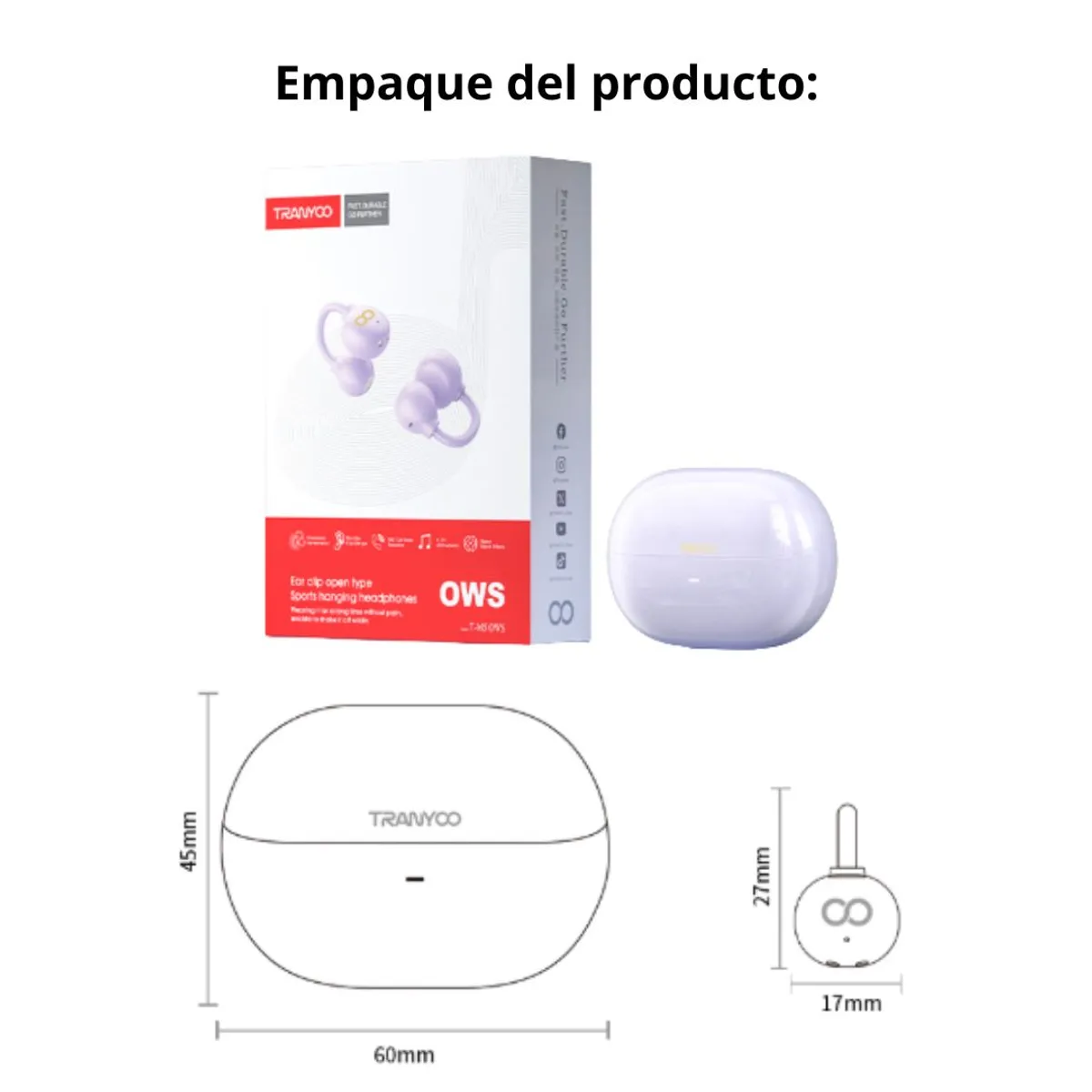 AUDÍFONOS BLUETOOTH OPEN EAR TIPO CLIP MANOS LIBRES CON ENC, SONIDO ESPACIAL Y BLUETOOTH 5.3 - 8