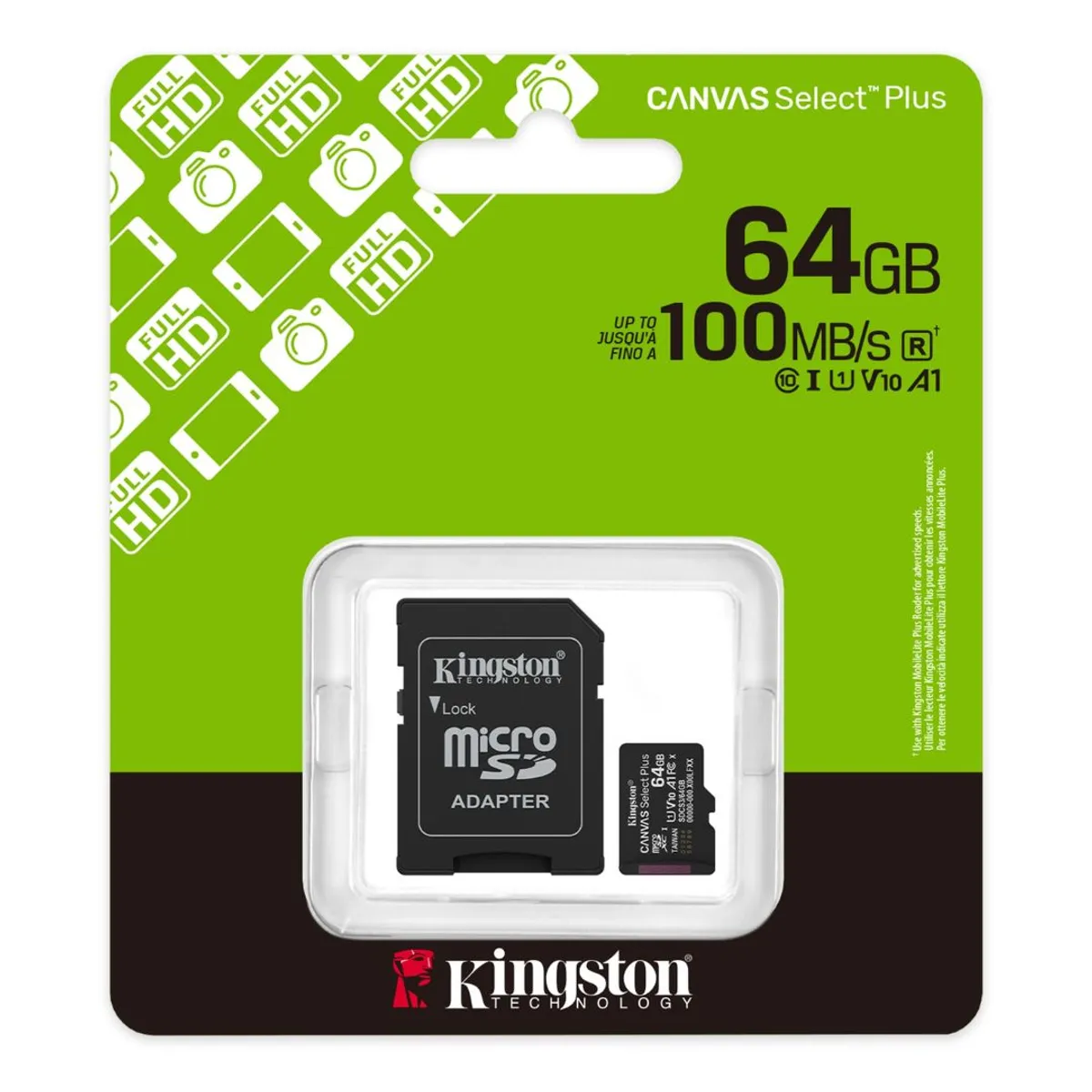 TARJETA MICROSD 64GB KINGSTON CLASE 10 UHS-I A1 PARA CÁMARAS, CELULARES Y VIDEO FULL HD - 2