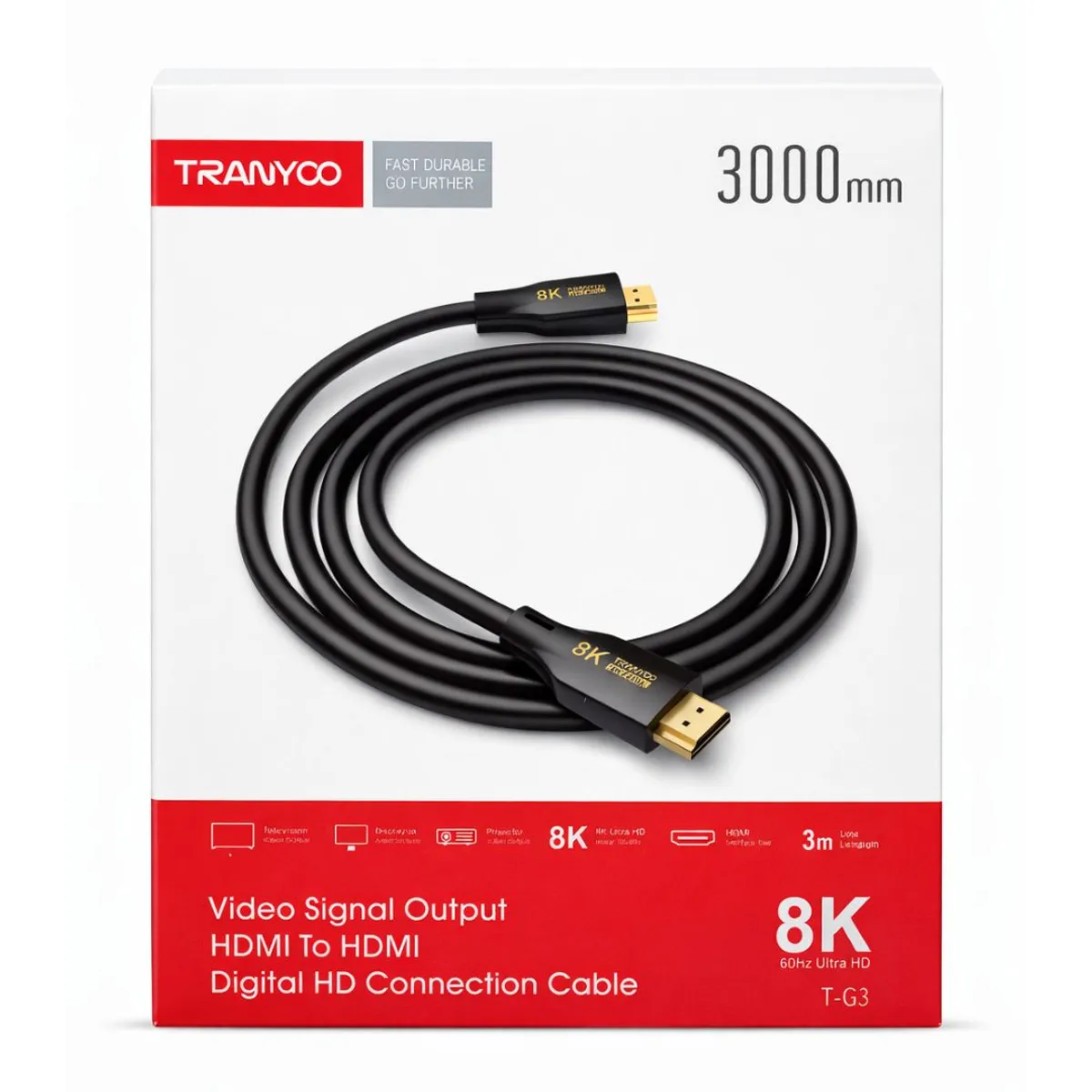 CABLE HDMI 8K ULTRA HD 60HZ DE 3 METROS PARA TV, MONITOR, PROYECTOR Y CONSOLAS - 2