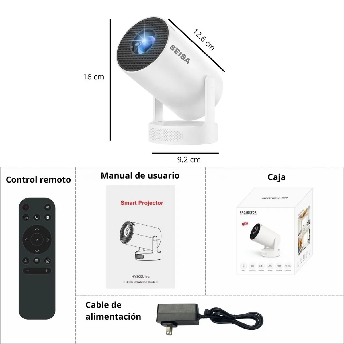 PROYECTOR PORTÁTIL SMART ANDROID FULL HD 180° CON WIFI 6 BLUETOOTH Y CONTROL REMOTO HY300 ULTRA - 8