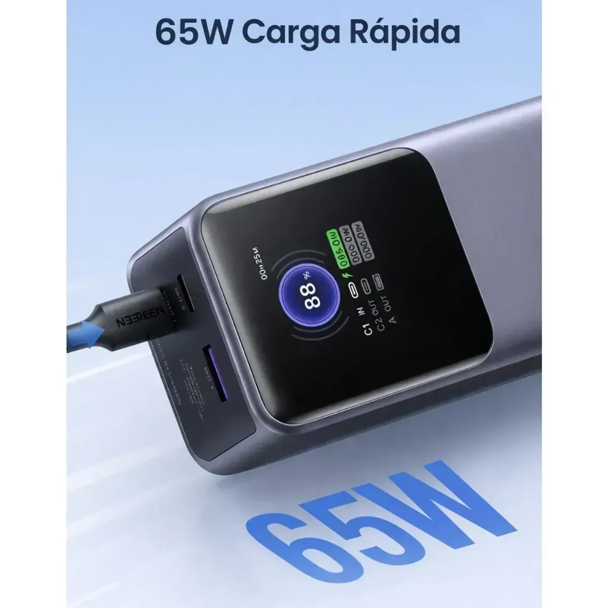 POWER BANK UGREEN NEXODE 20000MAH 100W PD 3.0 CON PANTALLA TFT USB-C PARA LAPTOP Y CELULAR PB721 - 6