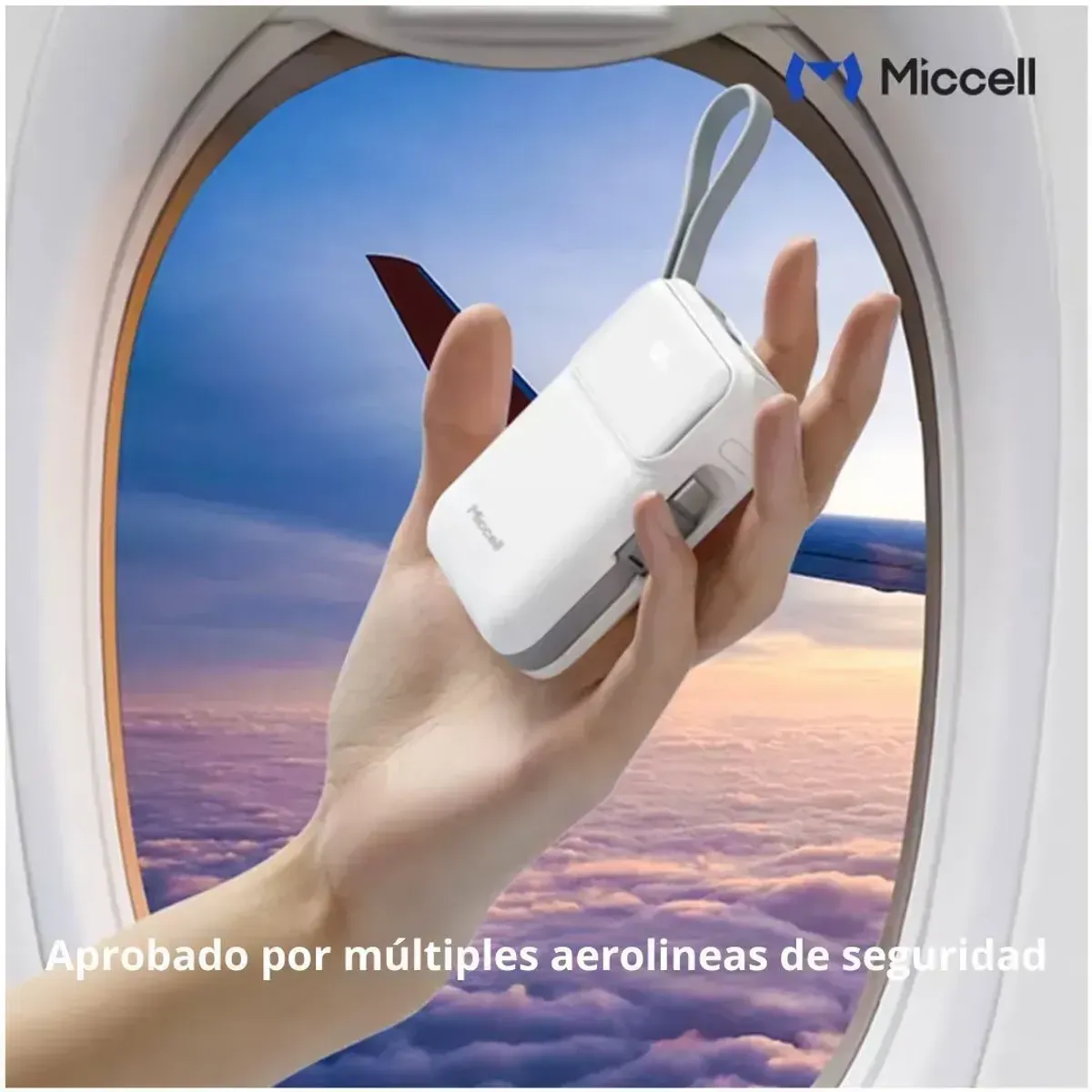 POWER BANK 10000MAH 35W CARGA RÁPIDA CON CABLES INTEGRADOS USB-C LIGHTNING MICCELL VQ-P51 - 7