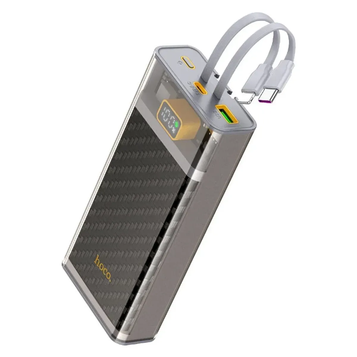 POWER BANK 20000 MAH HOCO J104A CARGA RÁPIDA 22.5W PANTALLA LED CABLES INTEGRADOS USB-C Y LIGHTNING - 1