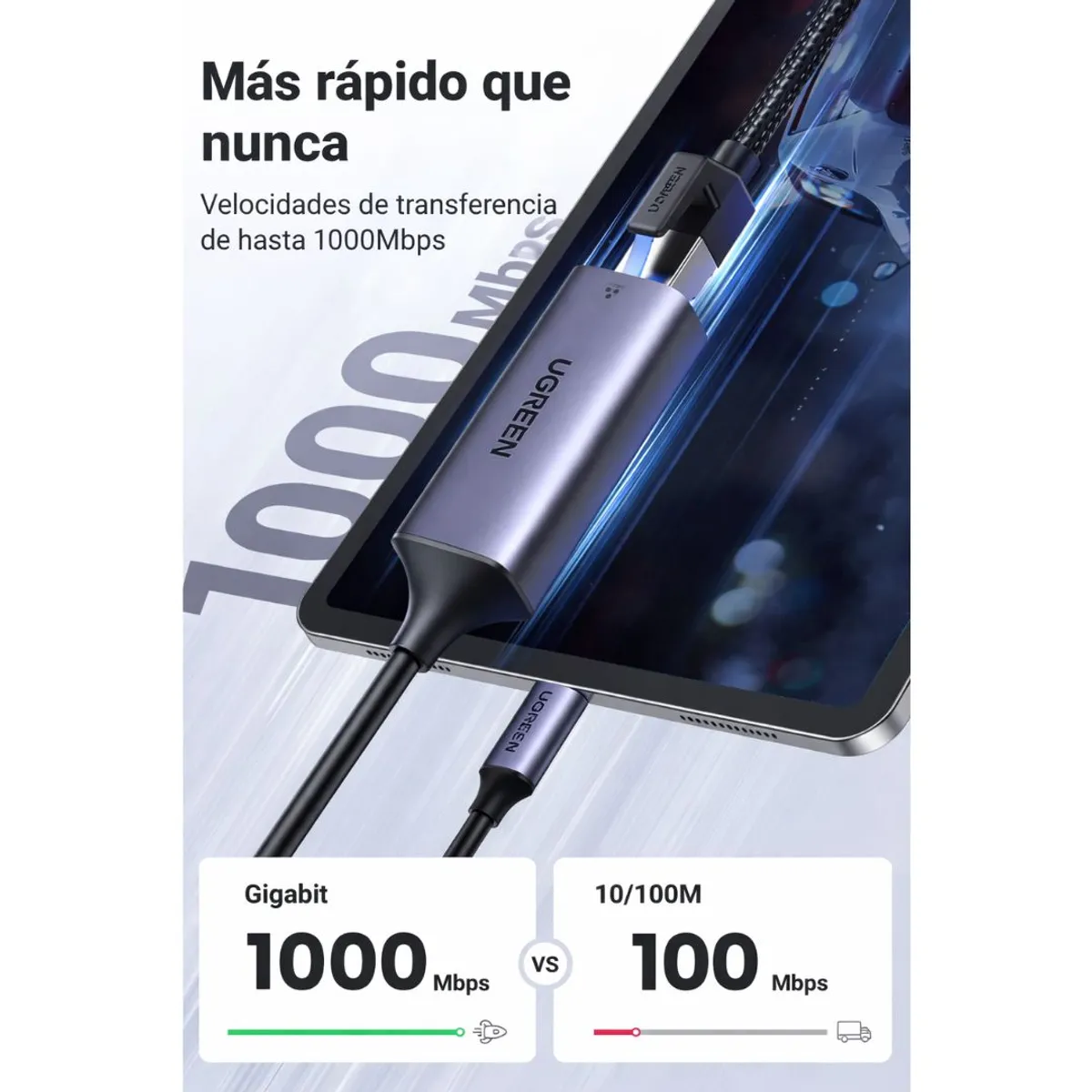 ADAPTADOR USB-C A ETHERNET UGREEN GIGABIT 1000MBPS RJ45 PARA MACBOOK Y LAPTOP CM199 - 2
