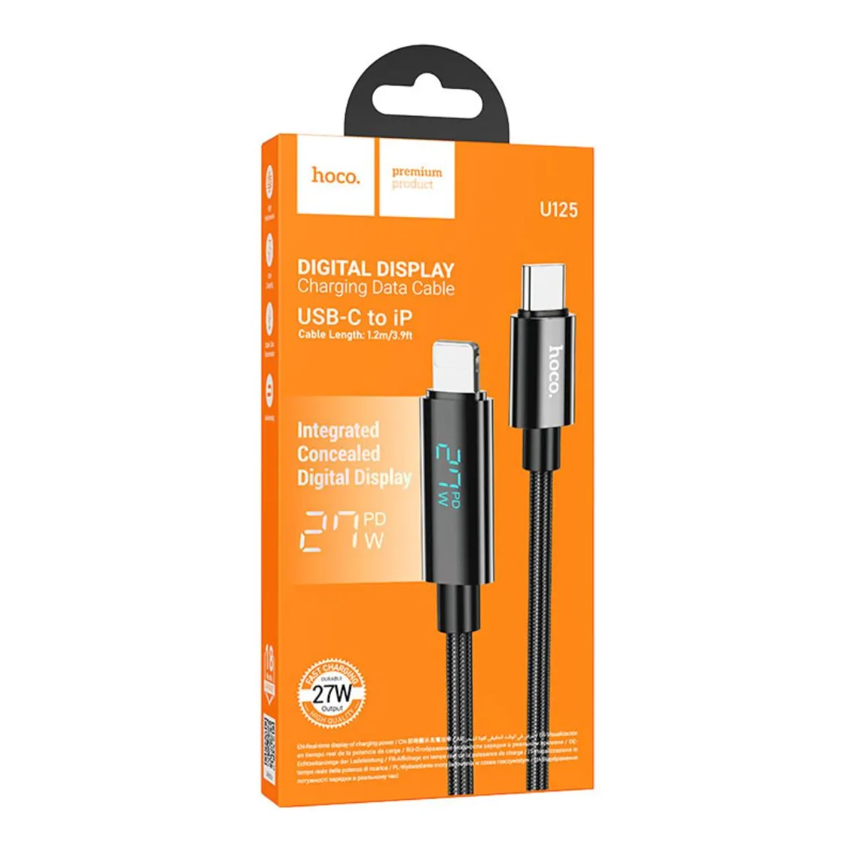 CABLE TIPO C A LIGHTNING HOCO U125 BENEFIT 27W PD PARA IPHONE CON PANTALLA DIGITAL LED - 2