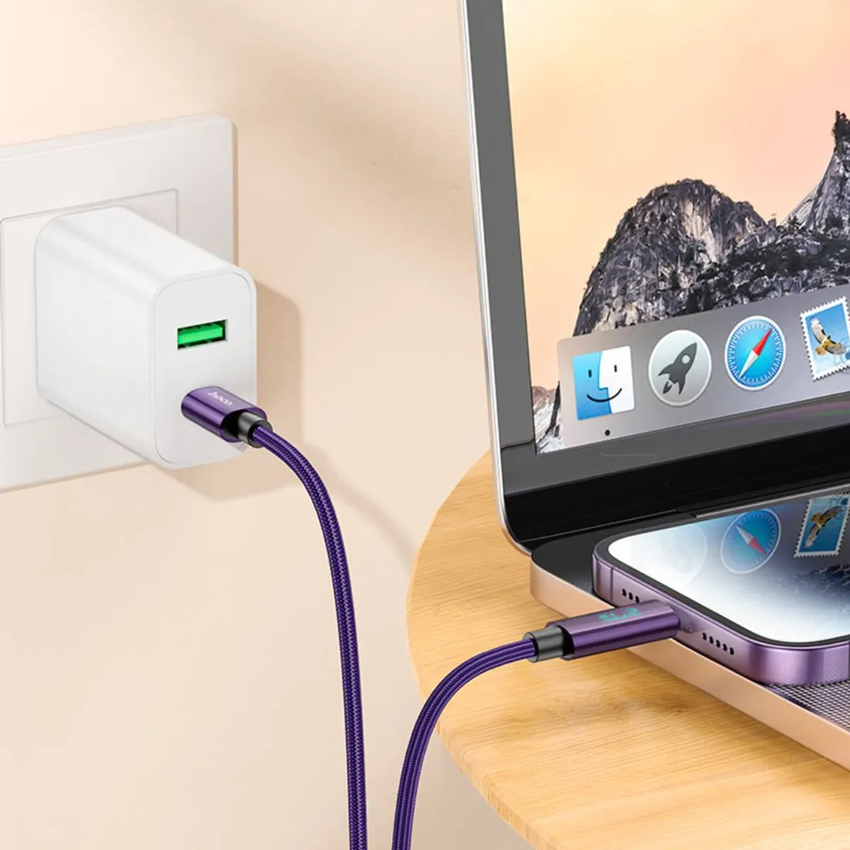CABLE TIPO C A LIGHTNING HOCO U125 BENEFIT 27W PD PARA IPHONE CON PANTALLA DIGITAL LED - 3