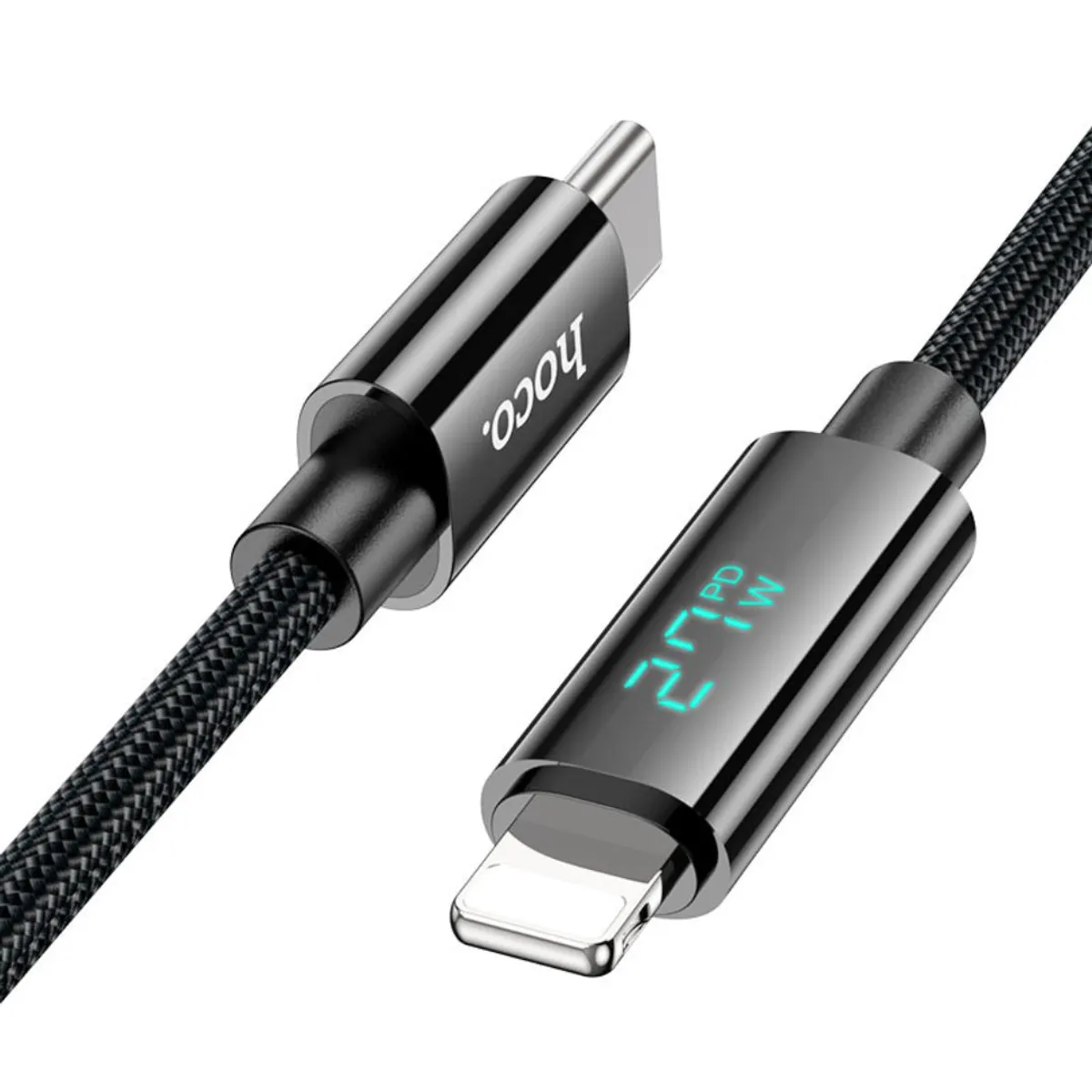 CABLE TIPO C A LIGHTNING HOCO U125 BENEFIT 27W PD PARA IPHONE CON PANTALLA DIGITAL LED - 5