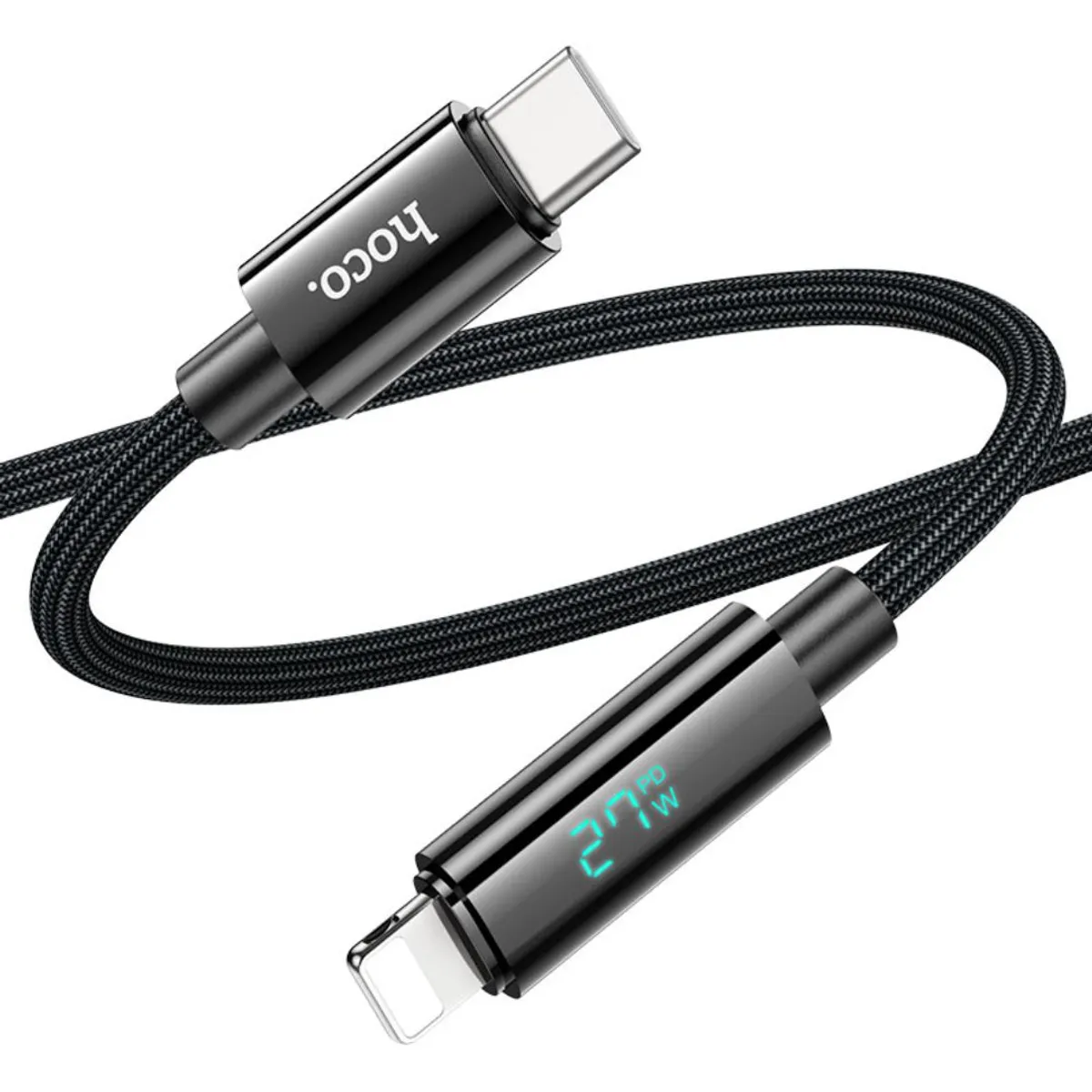 CABLE TIPO C A LIGHTNING HOCO U125 BENEFIT 27W PD PARA IPHONE CON PANTALLA DIGITAL LED - 6
