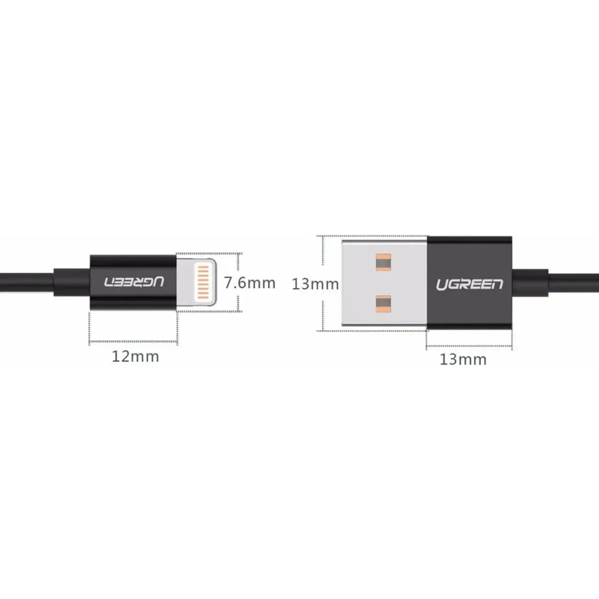 CABLE USB-A A LIGHTNING UGREEN 1 METRO 2.4A MFI CARGA RÁPIDA 480MBPS US155 - 4