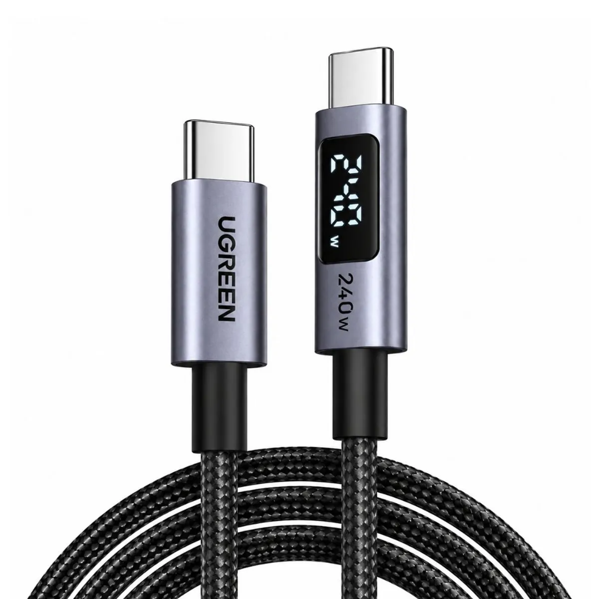 CABLE USB-C A USB-C UGREEN L530 240W 1M PANTALLA DIGITAL CARGA RÁPIDA PD TRENZADO - 1